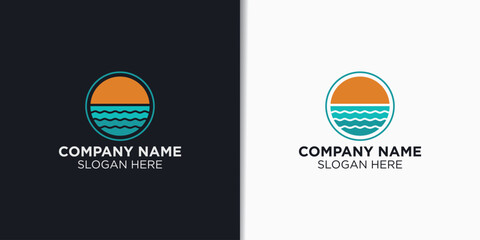 summer and beach vintage logo design vector, holidays logo design template