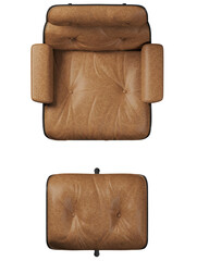 Top view of brown leather lounge chair