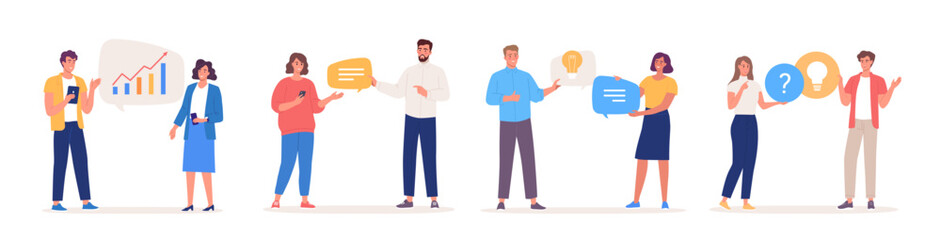 different young people communicate, work together, make presentation