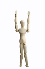 Figurine of a wooden man on a white background