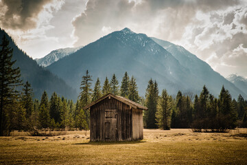 Graswangtal, Graswang, Stadel, Hütte, Berge, Alpen