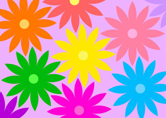 Fototapeta na wymiar Illustration background of colored flowers, concept focused on spring.