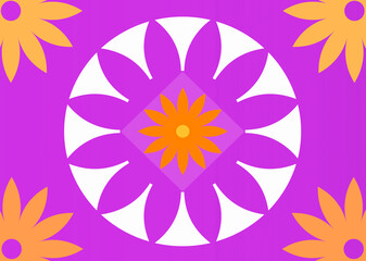 Geometric background, abstract shapes, colorful and with flowers.