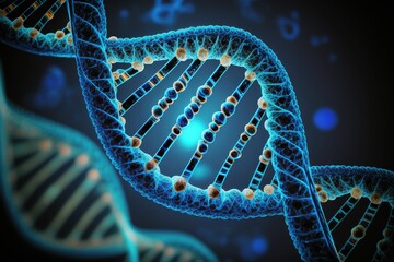 Human dna, Close-up helix illustration background, Ai generated 