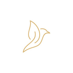 Fototapeta na wymiar bird leaf logo vector icon line art outline template 