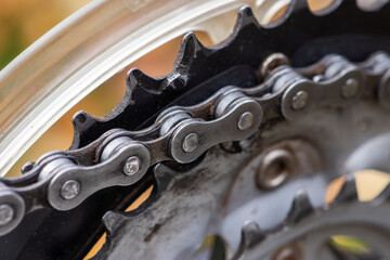 Bicycle Chain close up. Chain of mountain bike.