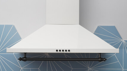 Modern white electric exhaust hood in kitchen