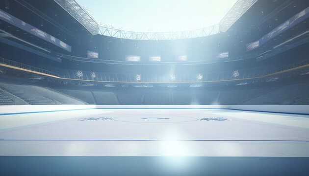 Hockey ice rink sport arena empty field - stadium (Created Using Generative AI)