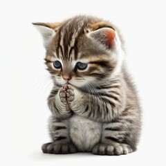 Little Kitten praying to someone