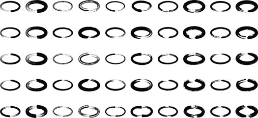 Grunge Oval Circle black abstract shape 50 Set
