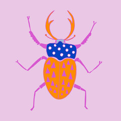 Vector Drawing Of A Beetle With Decorative Elements - 582107448
