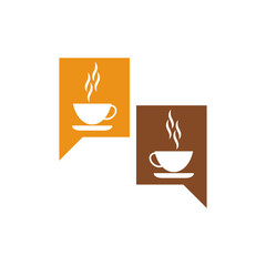 Coffee bean talk logo icon isolated on transparent background
