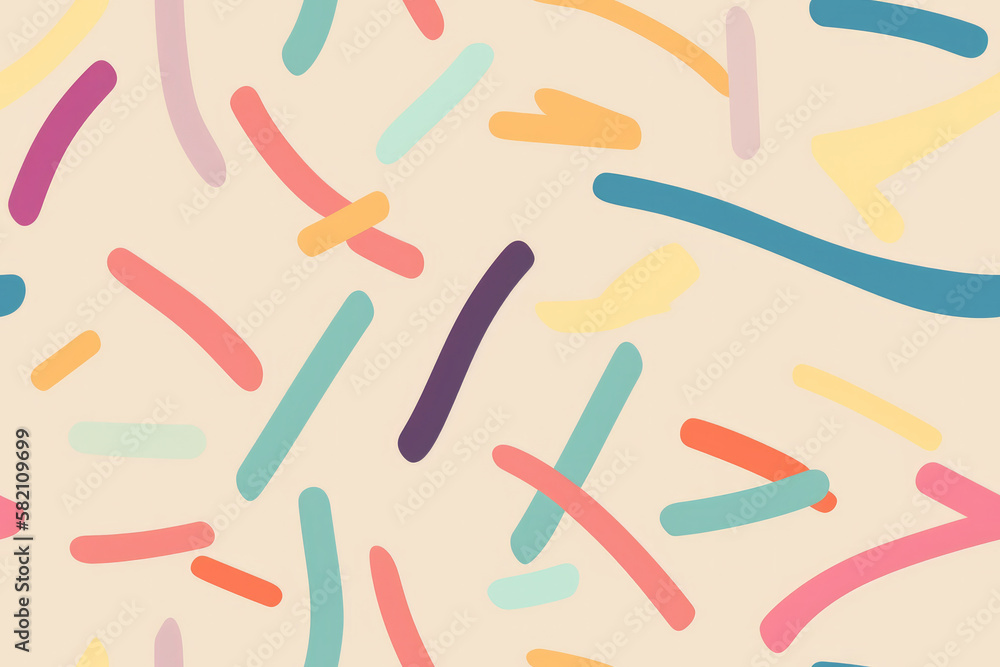 Poster fun colorful lines abstract doodle seamless pattern. generative ai