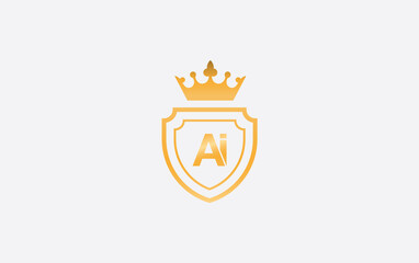 Crown and shield symbol icon. royal luxury shield monogram ai