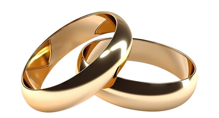 Two golden wedding rings cut out. Based on Generative AI