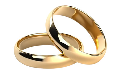Two golden wedding rings cut out. Based on Generative AI - obrazy, fototapety, plakaty