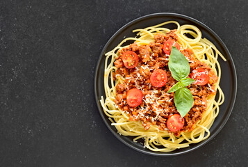 Spaghetti bolognese pasta on plate
