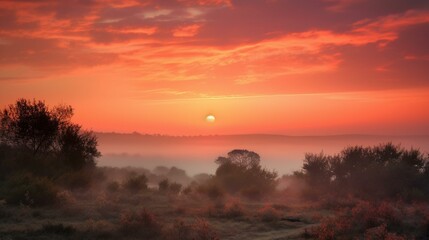 Fototapeta na wymiar A hazy and dreamy scene of soft pink clouds against a yellow and orange sunset sky Generative AI