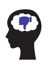 バッドサインと横顔のシルエット