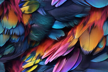 Obraz premium Tropical bird feathers perfect seamless repeating pattern. Generative ai