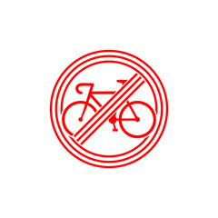 No cycling road sign flat icon isolated on transparent background