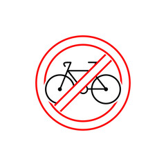 No cycling road sign flat icon isolated on transparent background