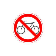 No cycling road sign flat icon isolated on transparent background