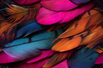 Obraz premium Tropical bird feathers perfect seamless repeating pattern. Generative ai