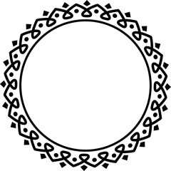 Abstract circle frame. Line art black frame.