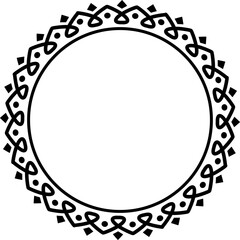Abstract circle frame. Line art black frame.