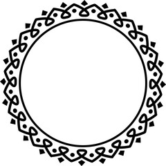 Abstract circle frame. Line art black frame.