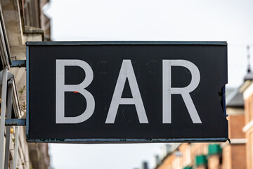 Copenhagen, Denmark  A sign for a bar in the Norrebro district.