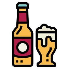 Beer filled outline icon style