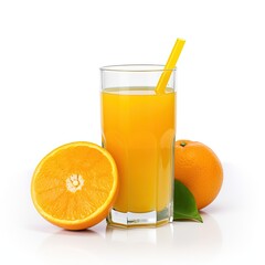 Orange juice isolated on white background, Generative AI
