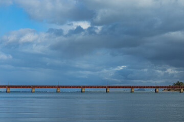 日本　京都府宮津市にある京都丹後鉄道の由良川橋梁