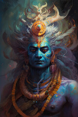 Rama Hindu God. Non-existent person in generative AI digital illustration.