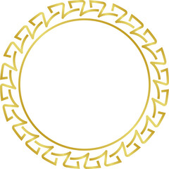 Circle golden frame. Abstract ornate decorative circle frame. PNG with transparent background.