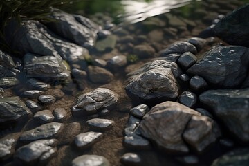 Stones and pebbles in a spring 