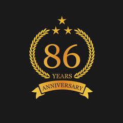 86 th Anniversary logo template illustration. suitable for you