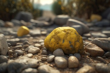 Yellow stone in the forest 