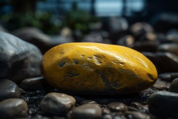 Yellow stone in nature
