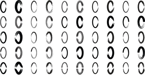 Grunge Oval Circle black abstract shape 50 Set
