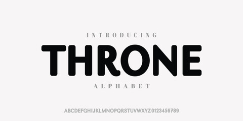 throne. Modern Bold Font. Regular Italic Number Typography urban style alphabet fonts for fashion, sport, technology, digital, movie, logo design, vector illustration