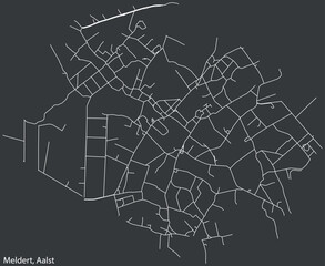 Detailed hand-drawn navigational urban street roads map of the MELDERT COMMUNE of the Belgian city of AALST, Belgium with vivid road lines and name tag on solid background