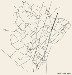 Detailed hand-drawn navigational urban street roads map of the HOFSTADE COMMUNE of the Belgian city of AALST, Belgium with vivid road lines and name tag on solid background