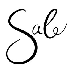 simple design element lettering cursive hand style sale for media store on white background black letters