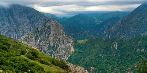 Central Massif from Sotres, Picos de Europa National Park, Asturias, Spain, Europe