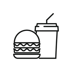 Editable Icon of Burger and Drink, Vector illustration isolated on white background. using for Presentation, website or mobile app