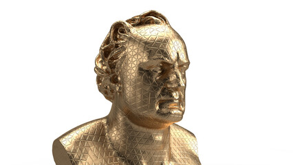 3d render bust gold isolated Golden statue portrays male power