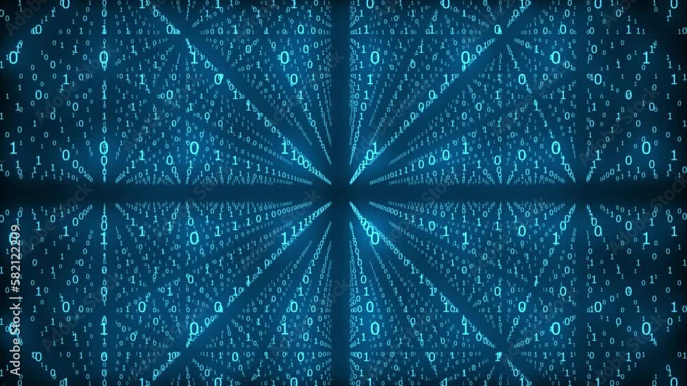 Leinwandbilder computer graphics infinite number of zeros and ones moving on a black background. digitalization of 